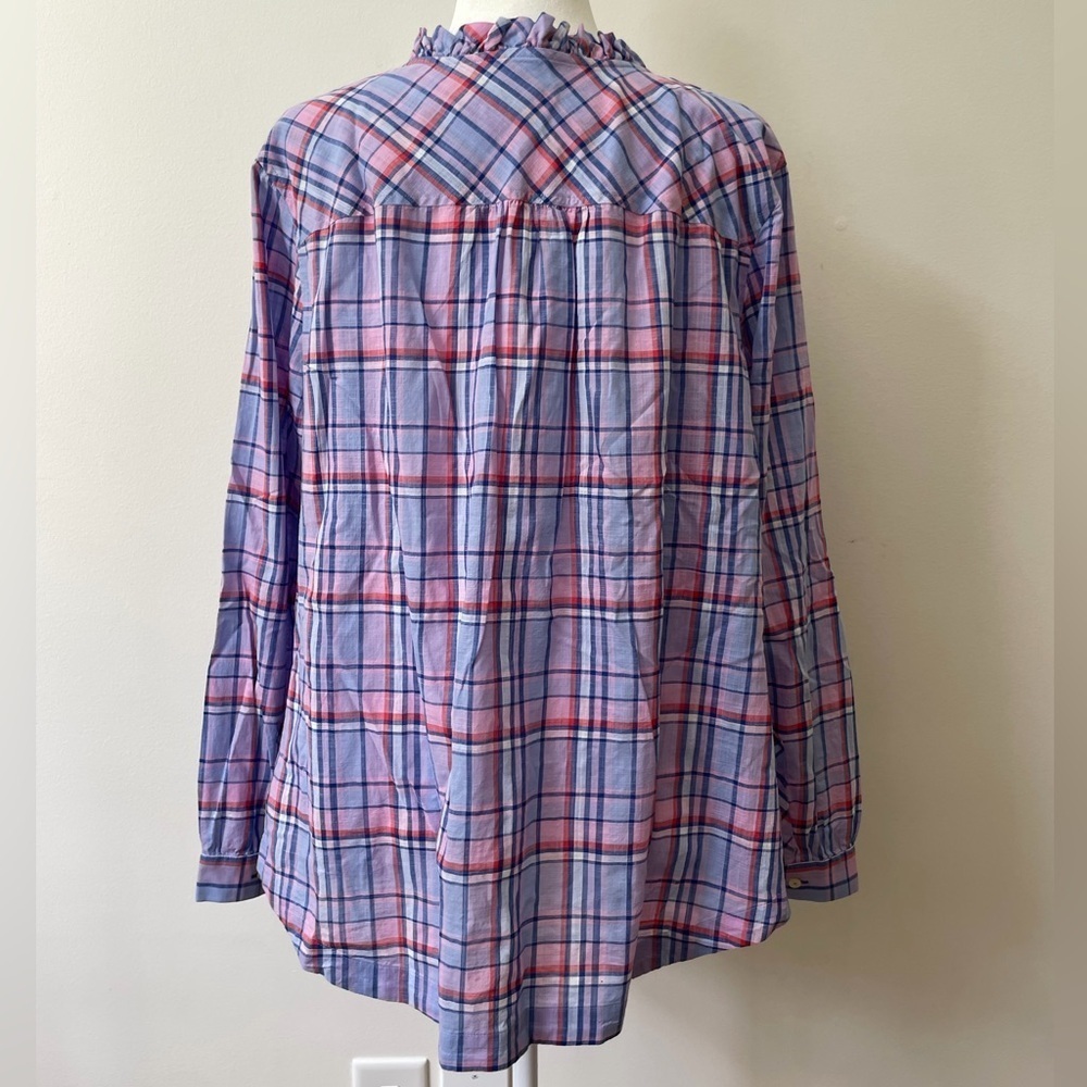 Talbots Plaid Popover Top Lightweight Cotton Purple Size 2X - Picture 4 of 7